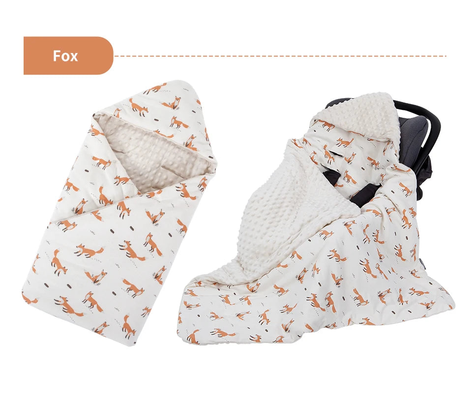 Newborn Baby Blanket With Hooded Windproof Go Outside Warm Portable Swaddle Wrap In Basket Baby Car Safety Seats For 0-3 Months