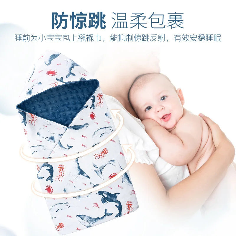 Soft & Warm Double Sided Baby Swaddle for Newborn 0-12 Months Thick Winter Baby Swaddle Blanket for Baby Stroller Car Seat Super